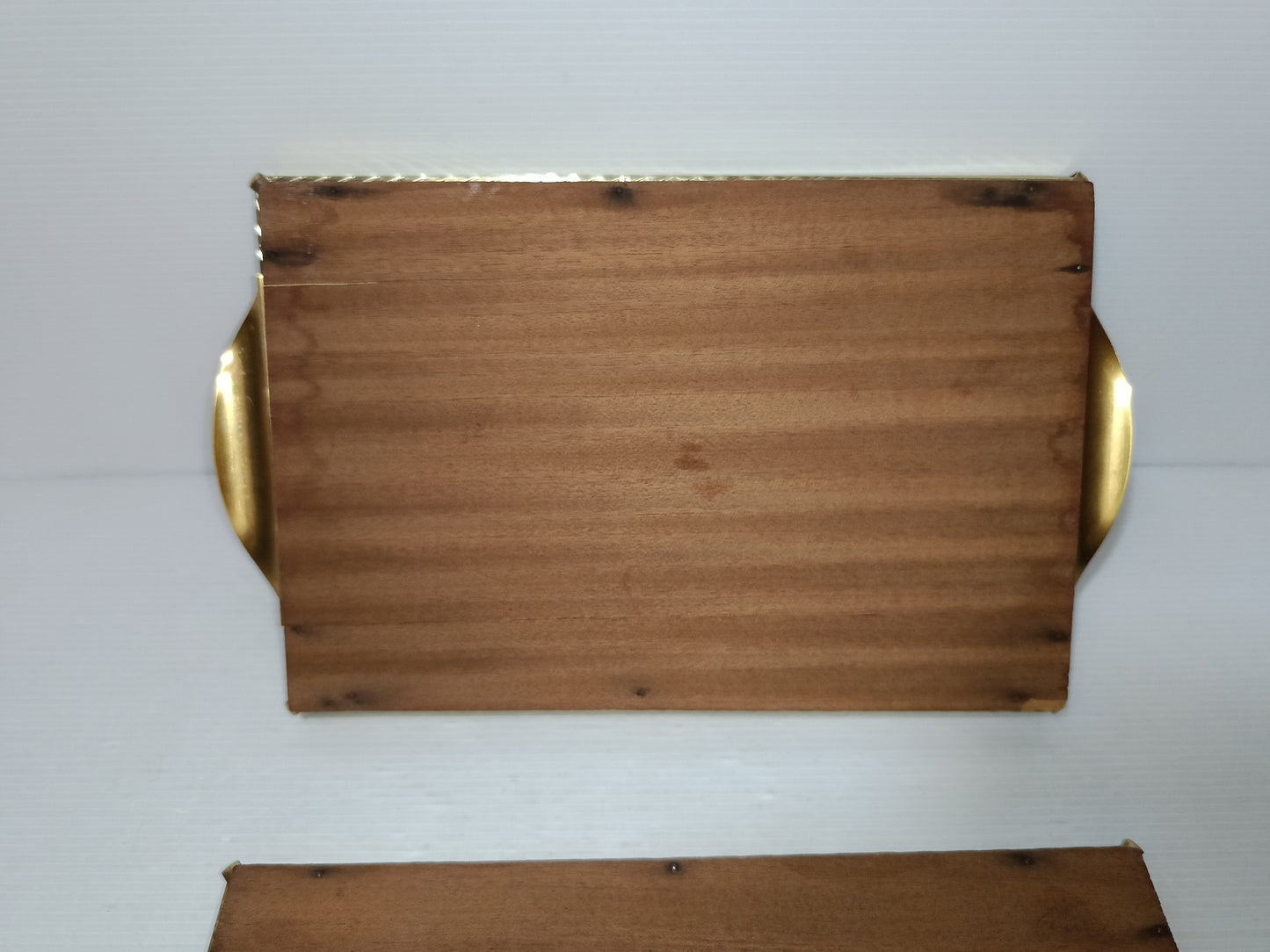 2 Vassoi Vintage In Legno/Metallo/Vetro