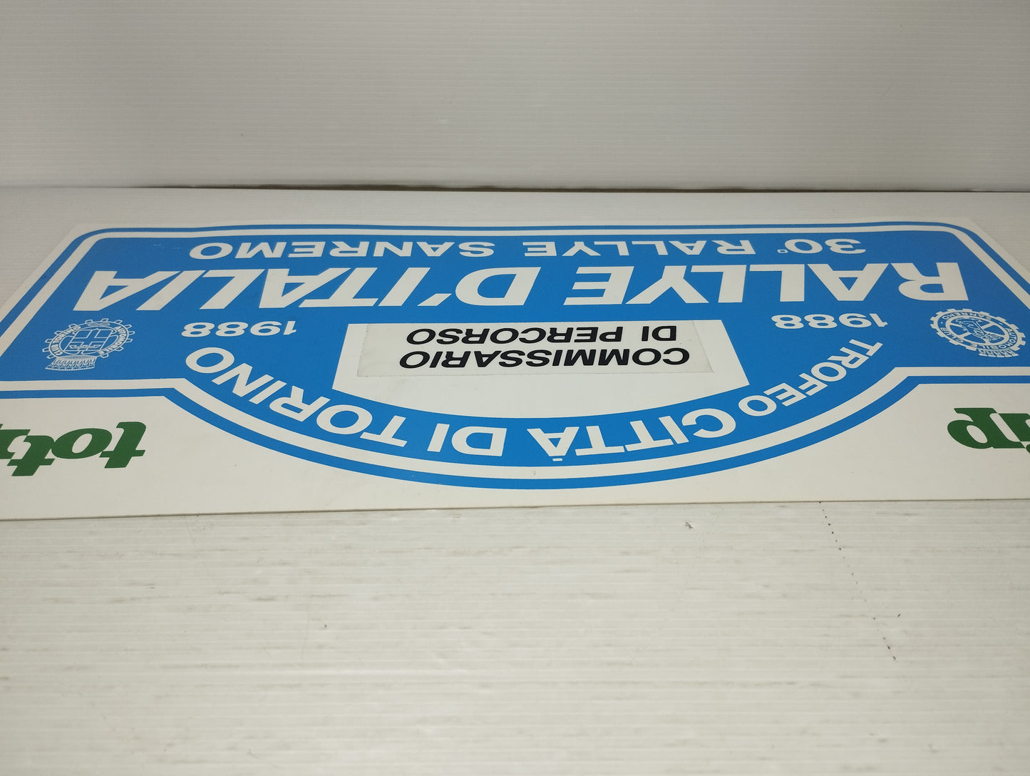 30° Rallye Sanremo 1988 Targa originale In Plastica flessibile