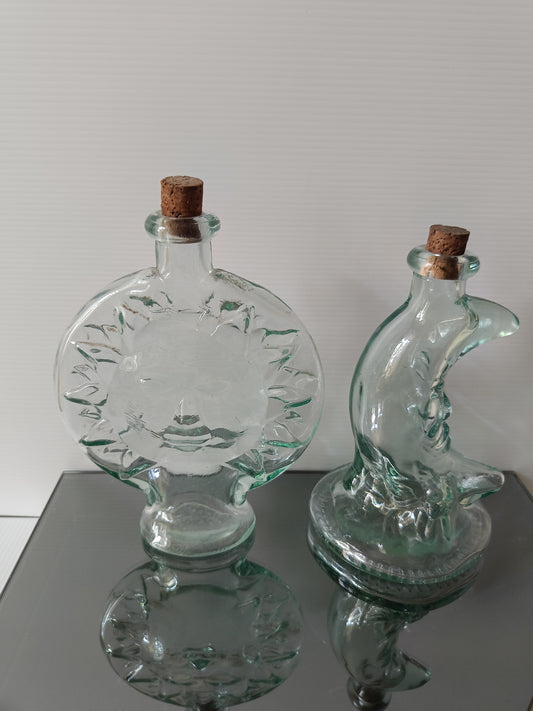 Bottiglie Sole E Luna In Vetro Vintage