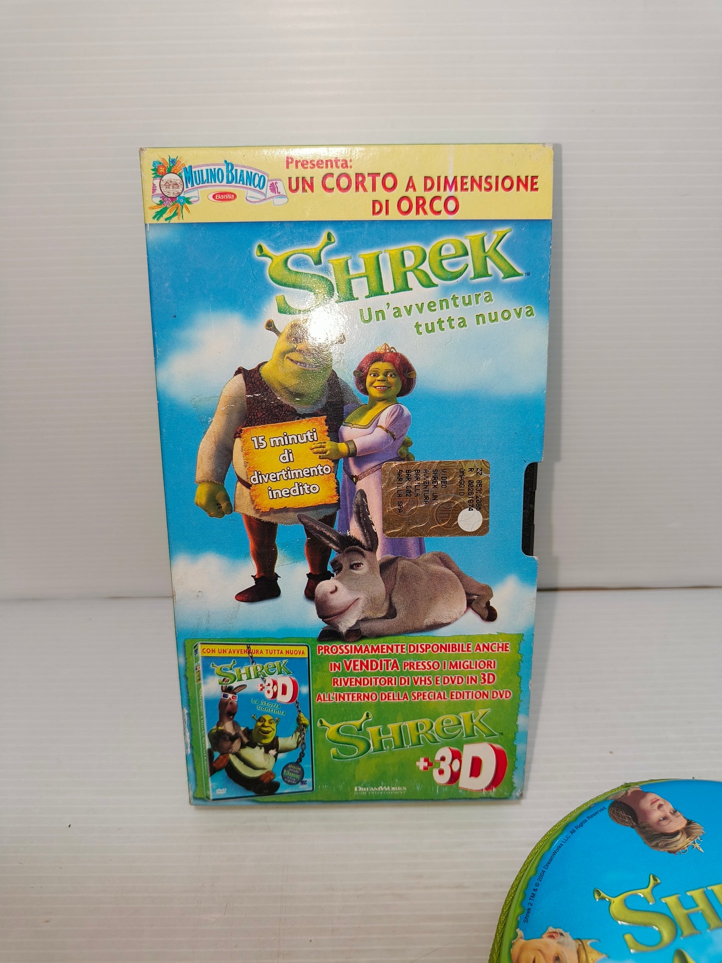 VHS e scatola porta merenda Shrek Mulino Bianco, LEGGI