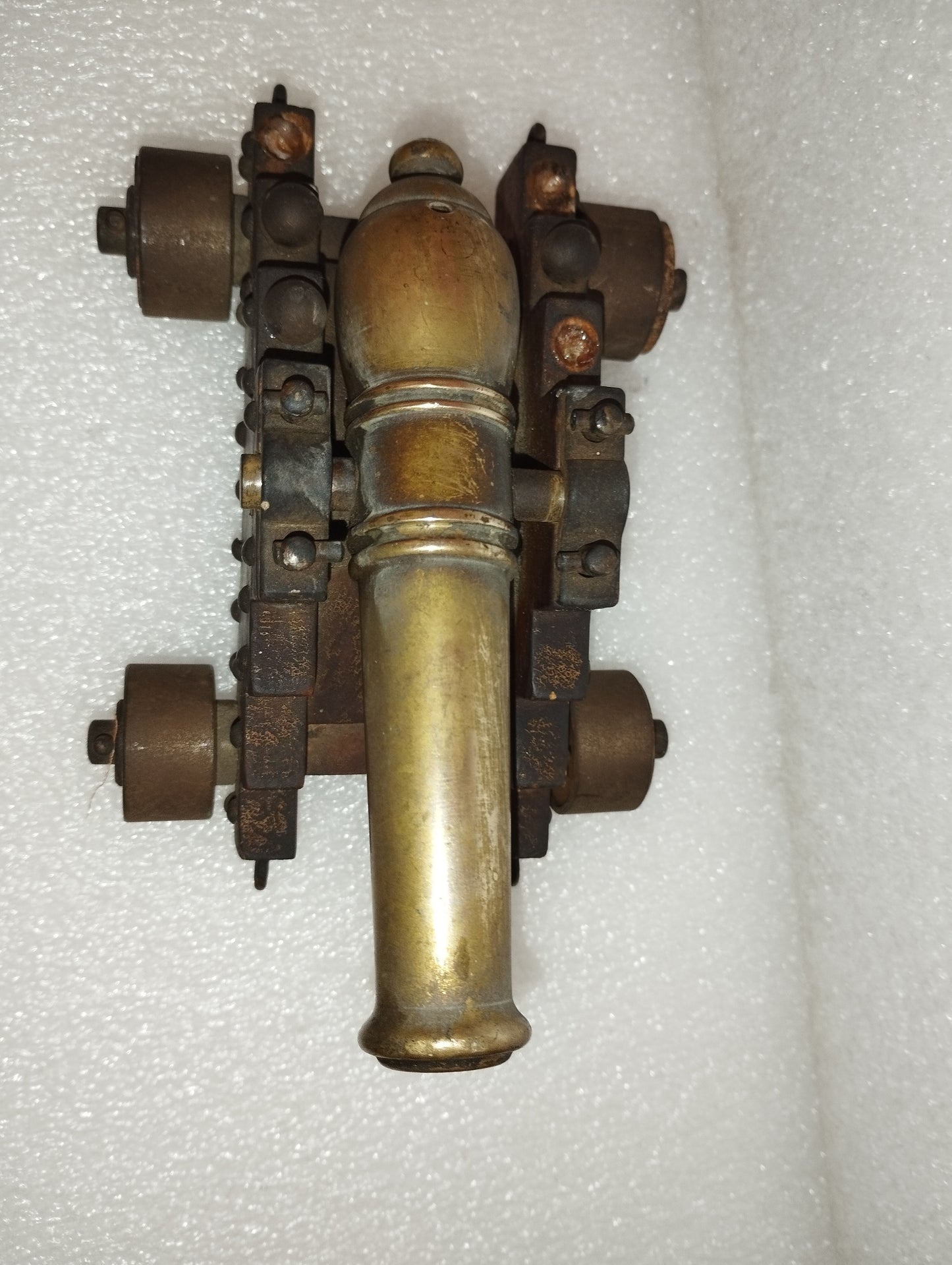 Riproduzione Cannone Vascello Da Guerra In Bronzo E Legno vintage