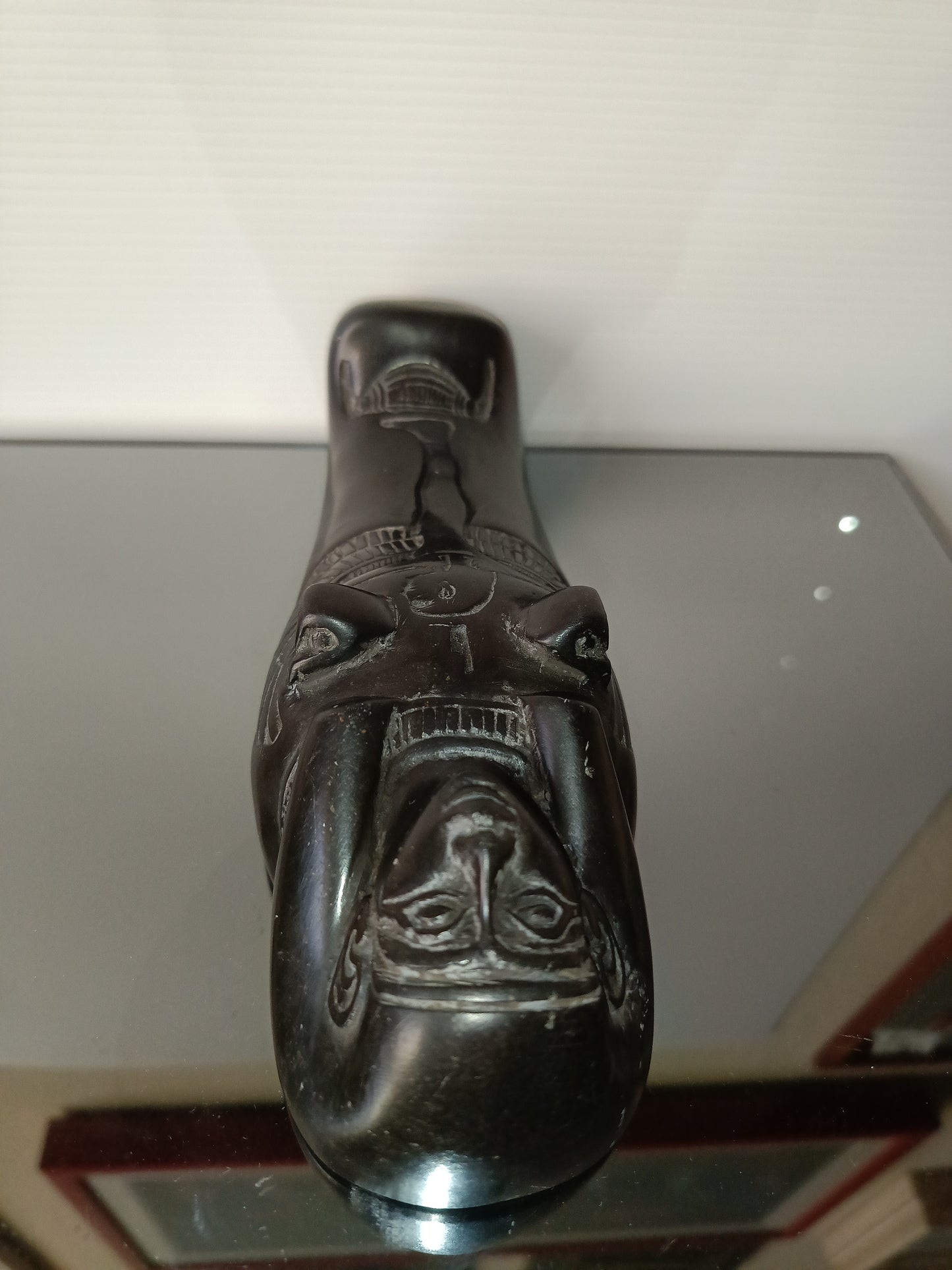 Statuetta Egizia In Pietra Nera Vintage