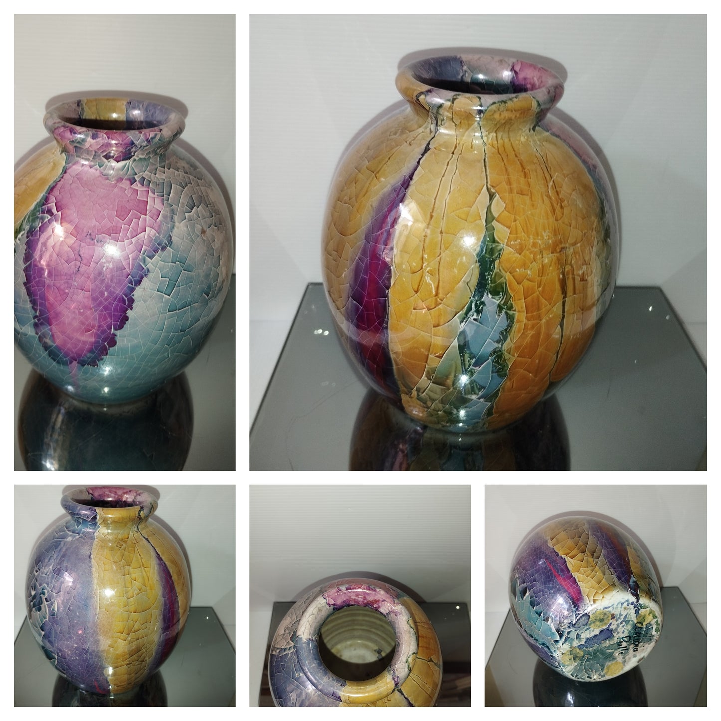 Vaso in ceramica con smalto craquelé