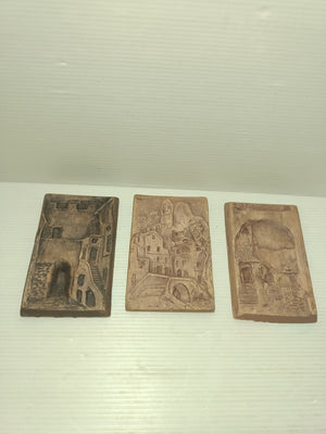 3 Bassorilievi In Terracotta Vintage