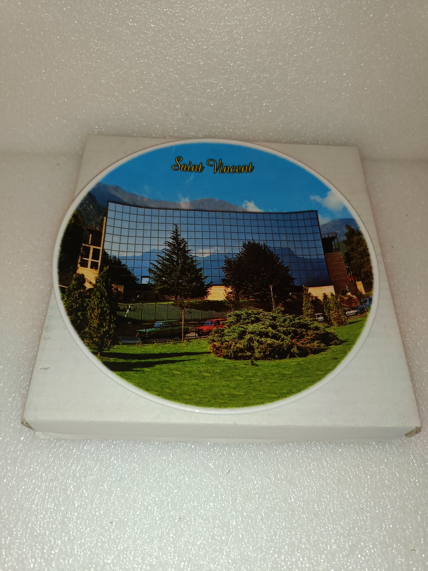 Piatto Souvenir Saint Vincent In Ceramica Vintage