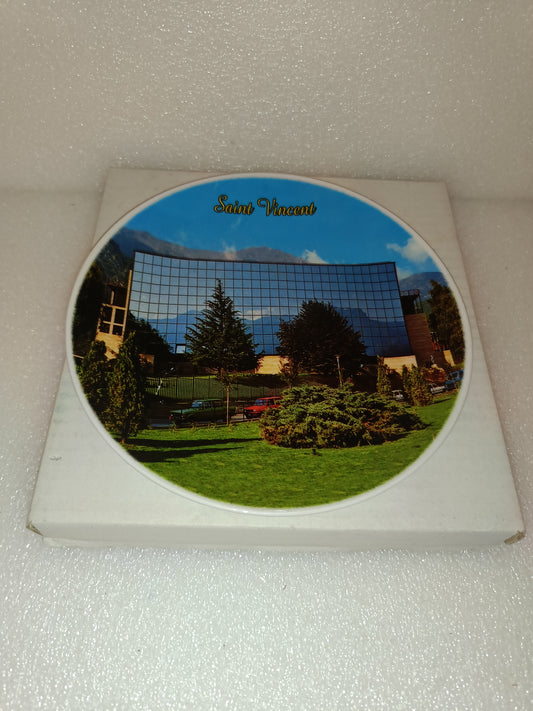 Piatto Souvenir Saint Vincent In Ceramica Vintage