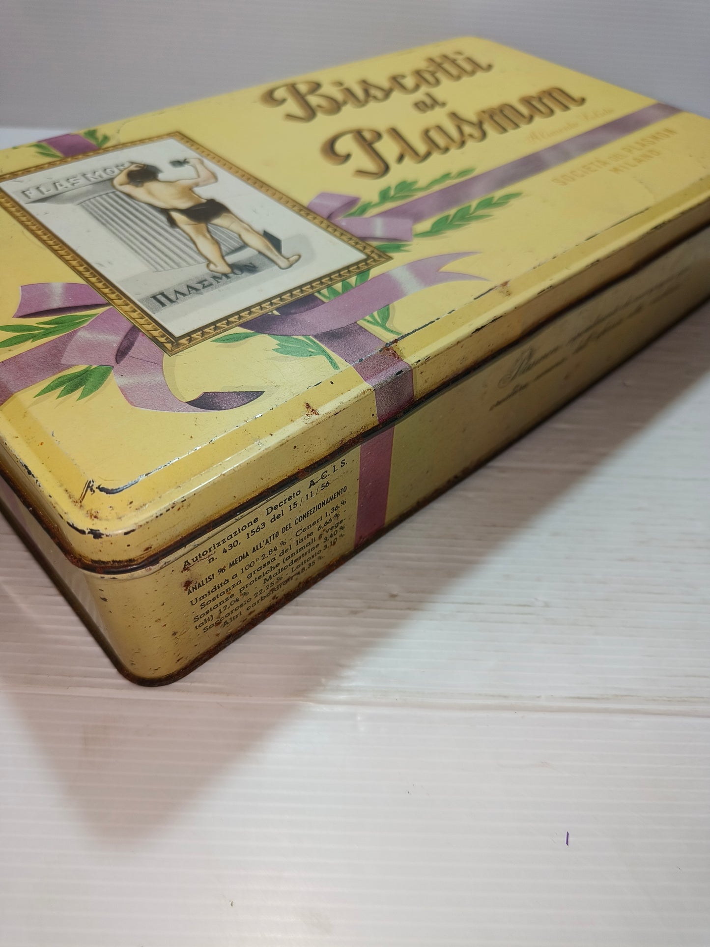 Scatola latta Plasmon anni 50, LEGGI