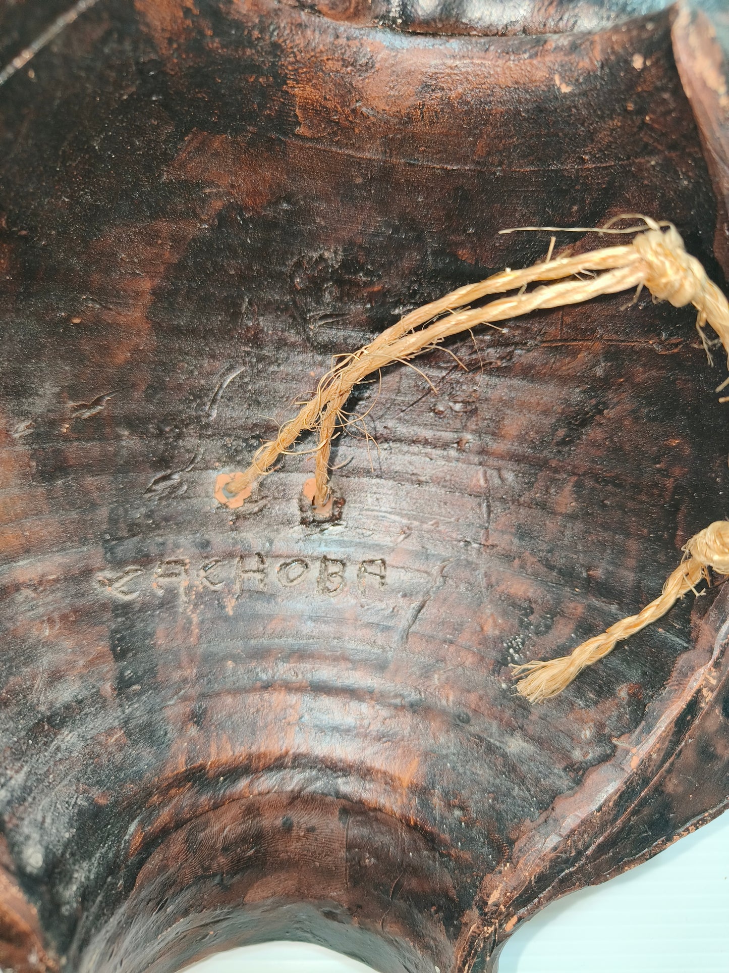 Maschera tribale in argilla America Del Sud Cachoba vintage, LEGGI BENE