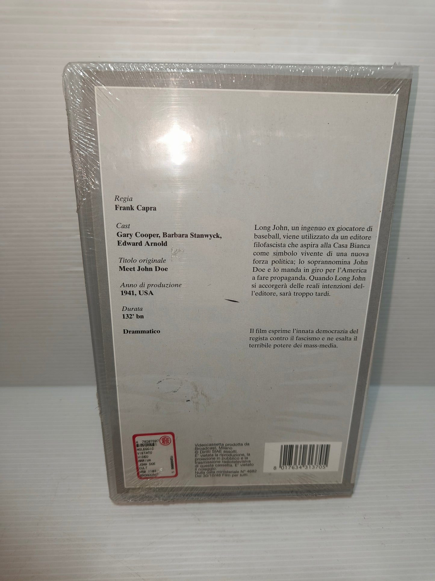 VHS Arriva John Doe collana 100 film per 100 anni di cinema