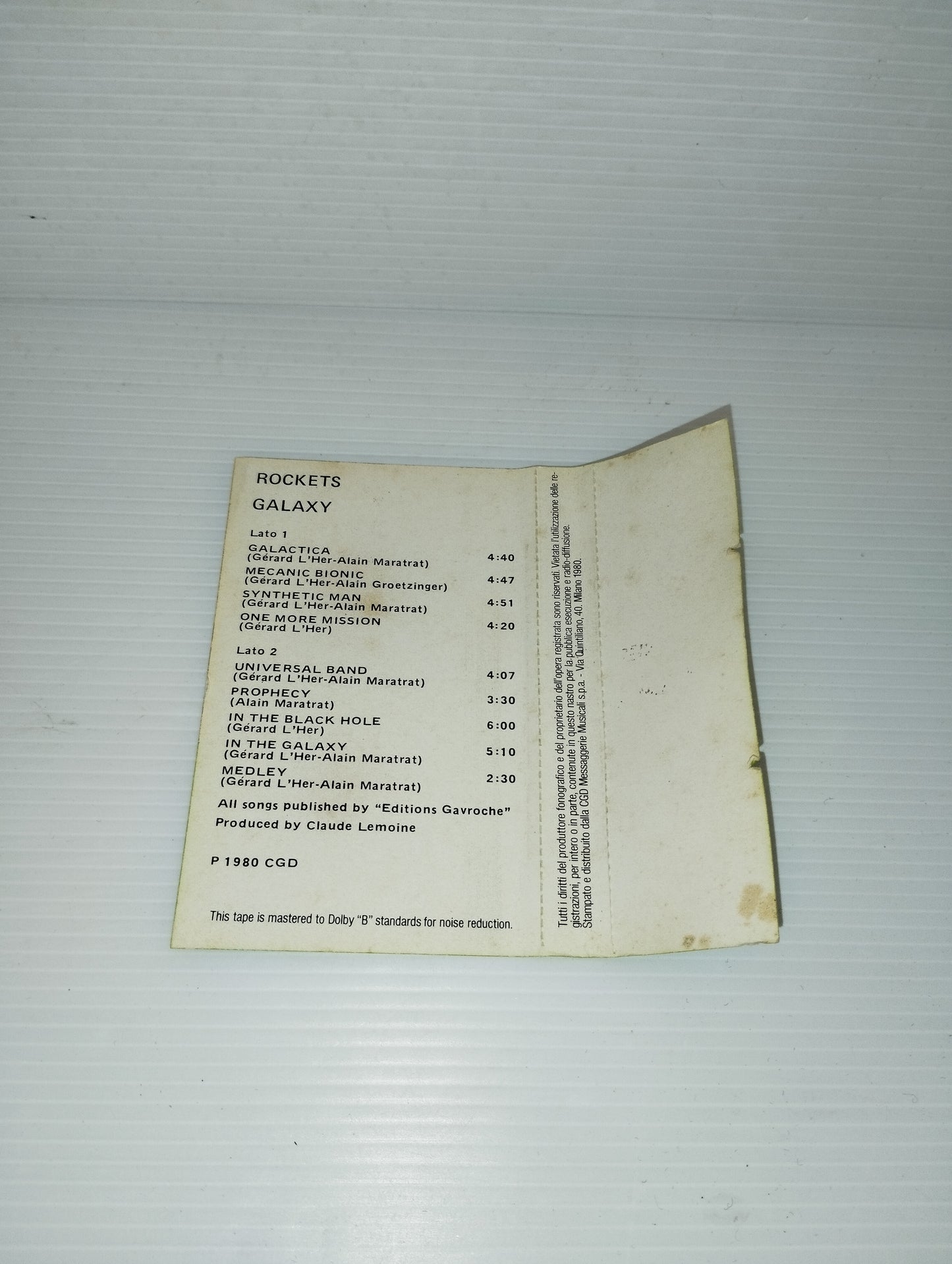 Galaxy Rockets Musicassetta
Edita nel 1980 da  Rockland cod.30 RKL 20208