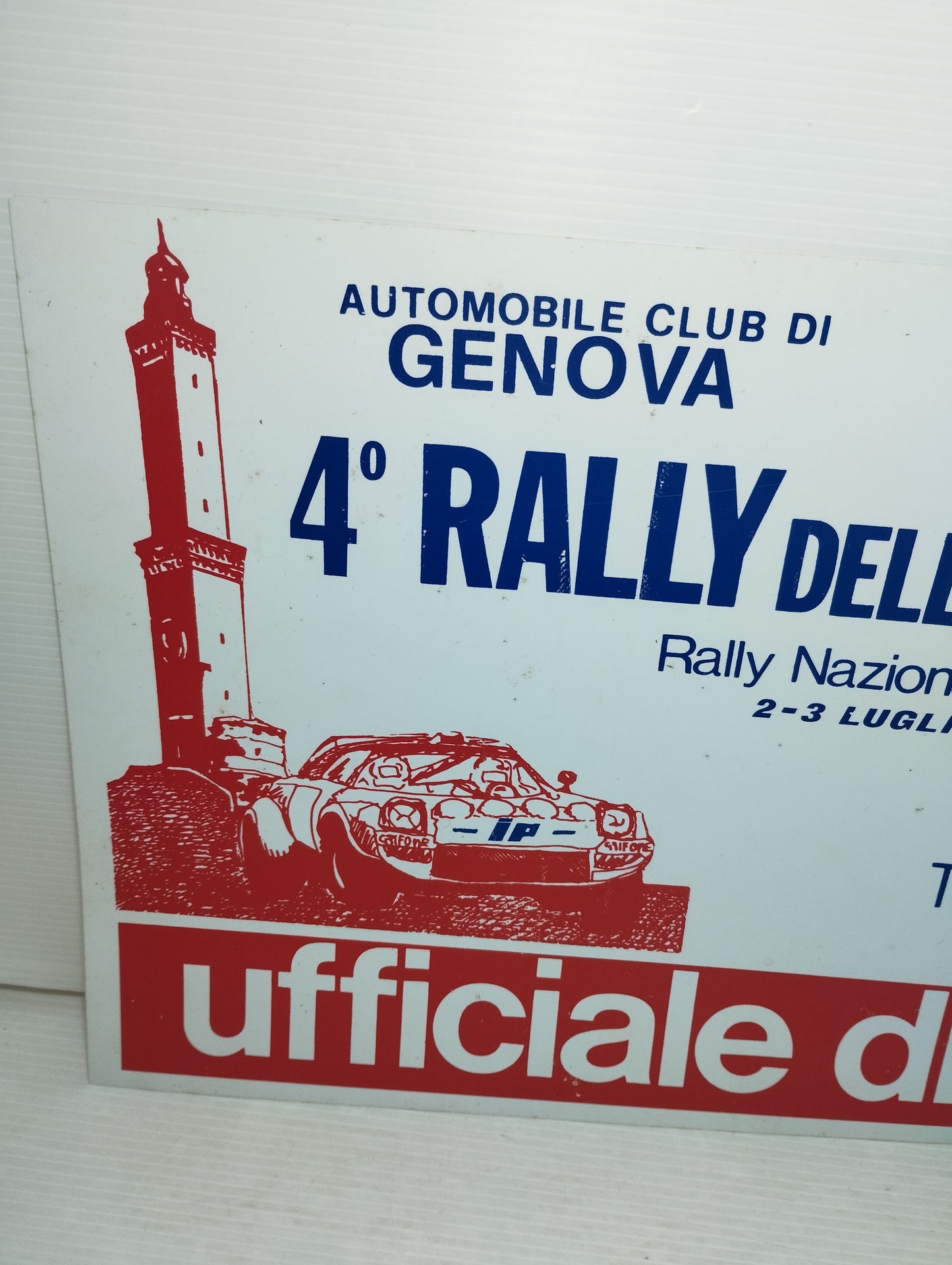 4° Rallye della Lanterna 1983  Targa originale In Plastica flessibile