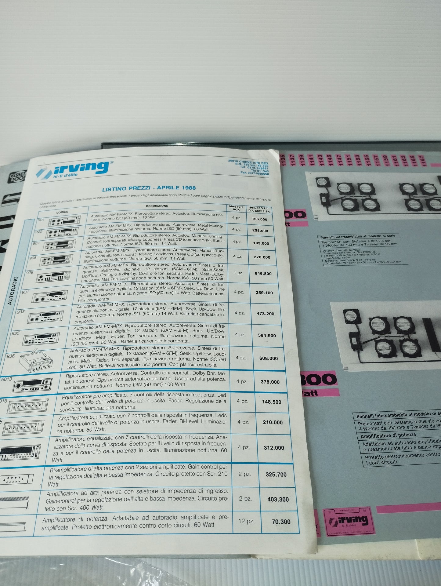 Catalogo Irving Hi Fi D'Elite Anni 80