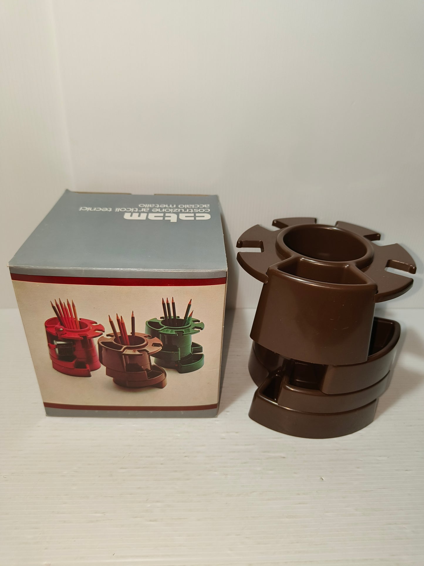 Advertising gadget Pen holder and stationery set, original from the 70s and 80s