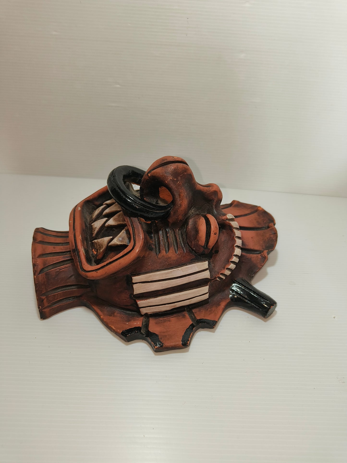 Maschera tribale in argilla America Del Sud Cachoba vintage, LEGGI BENE