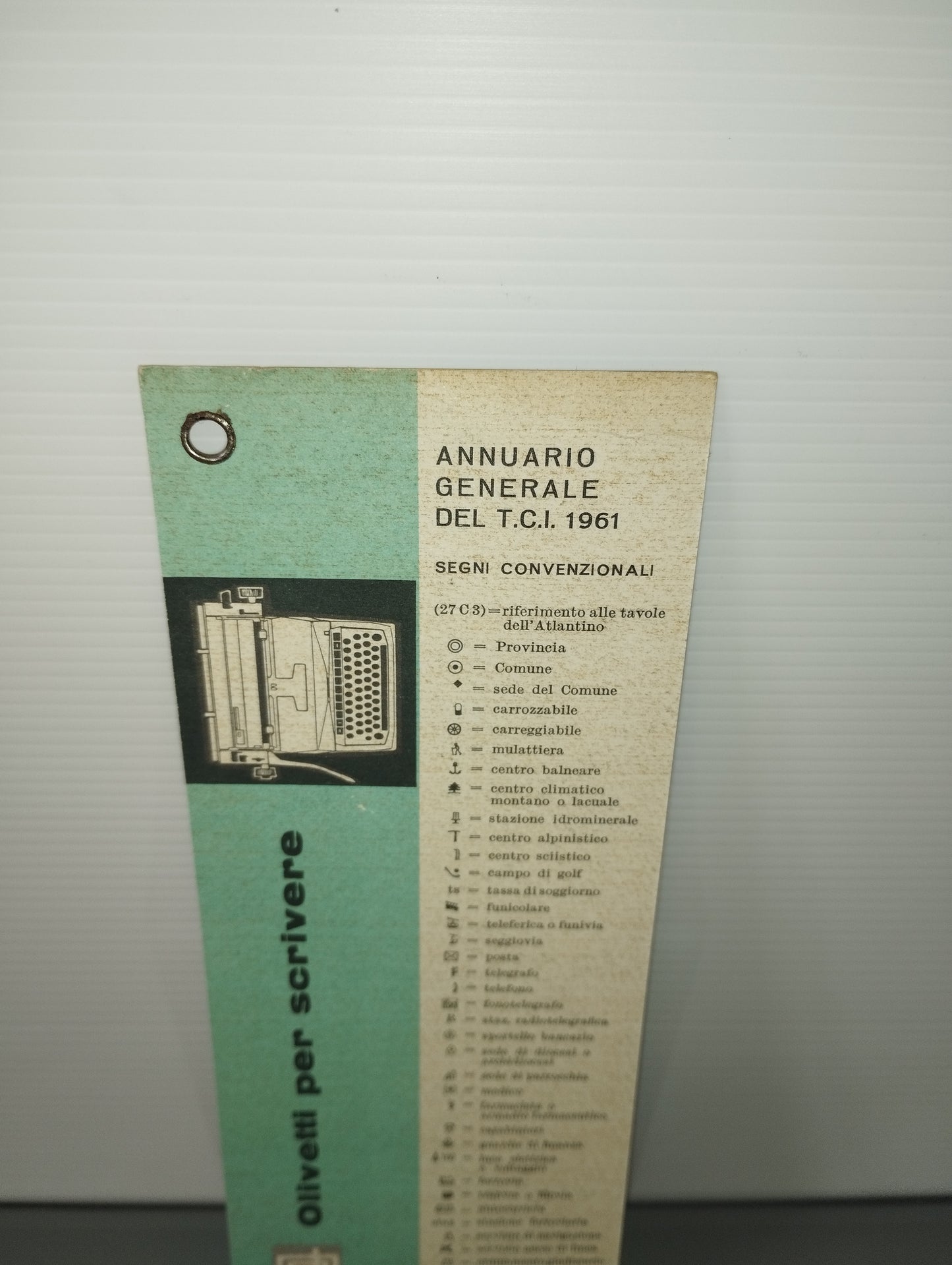 Segnalibro Olivetti T.C.I. 1961