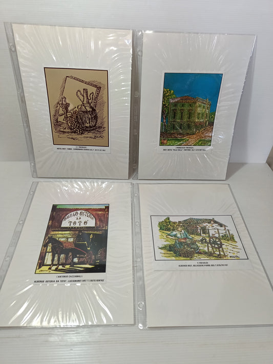 4 Targhe In Plastica Flessibile Su Cartoncino Vintage
