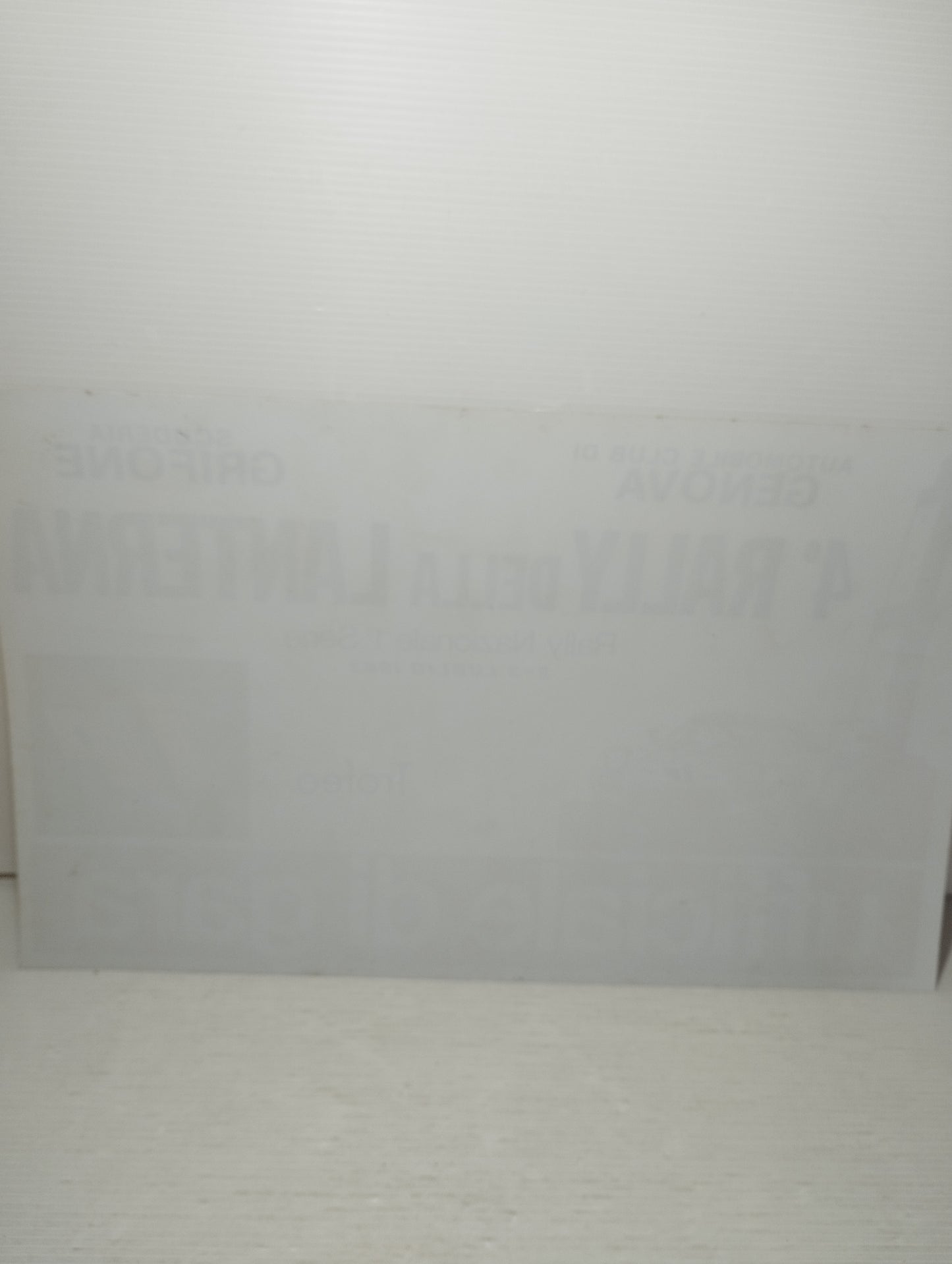 4° Rallye della Lanterna 1983  Targa originale In Plastica flessibile