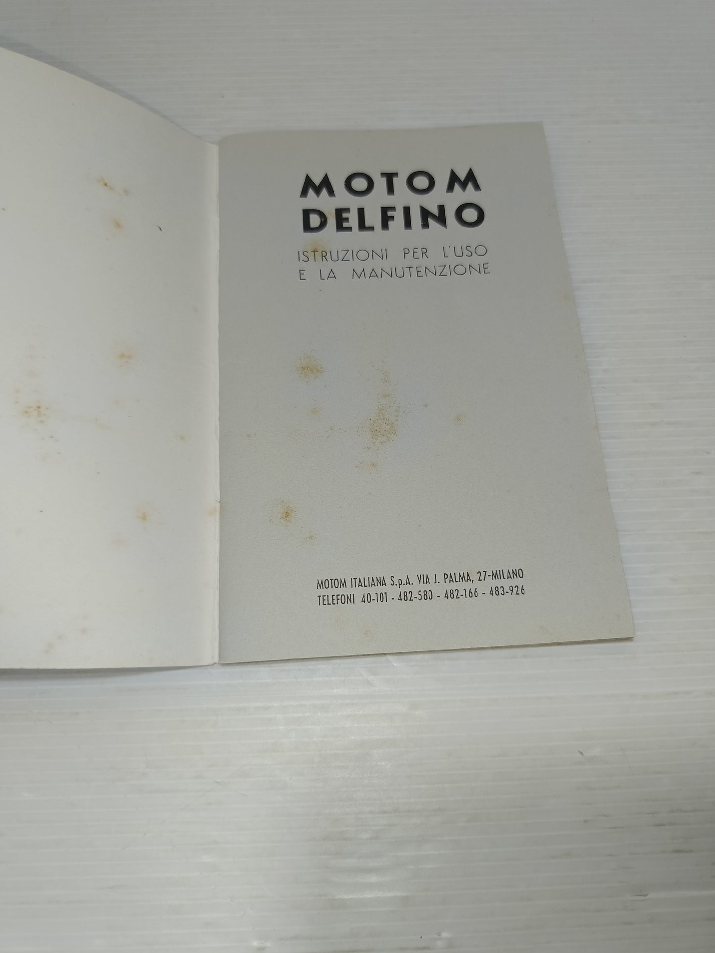 Libretto Istruzioni Uso E Manutenzione Delfino 160 Motom Copia Anastatica