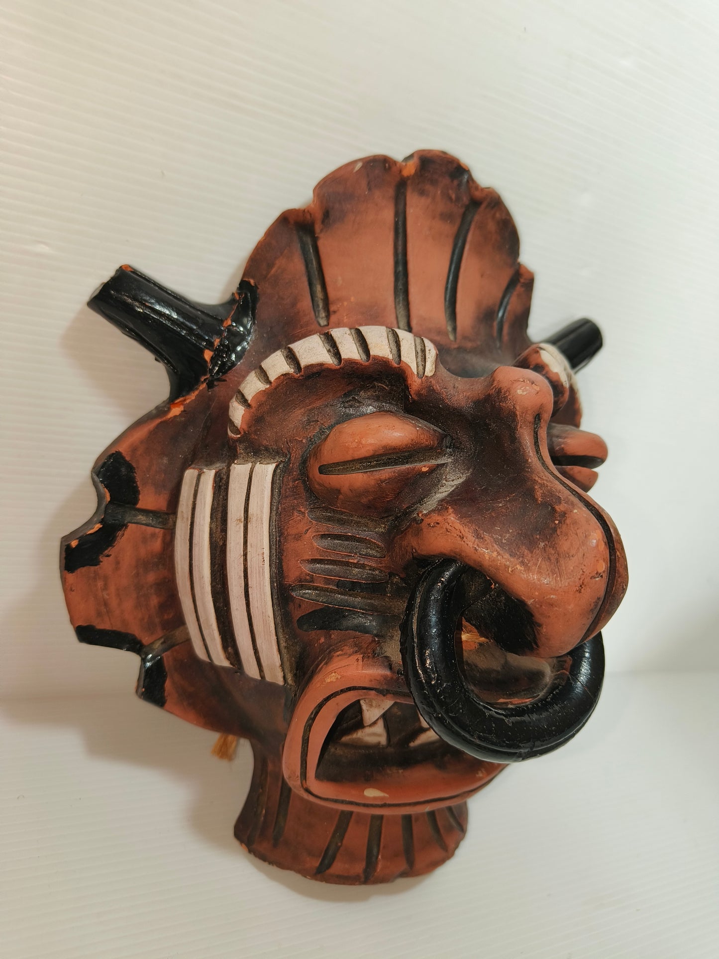 Maschera tribale in argilla America Del Sud Cachoba vintage, LEGGI BENE