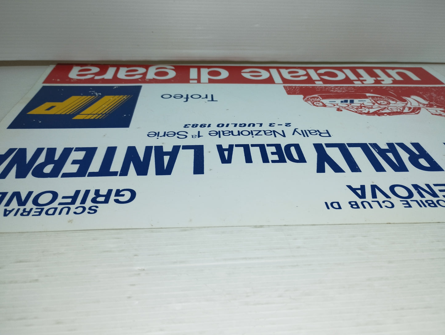 4° Rallye della Lanterna 1983  Targa originale In Plastica flessibile