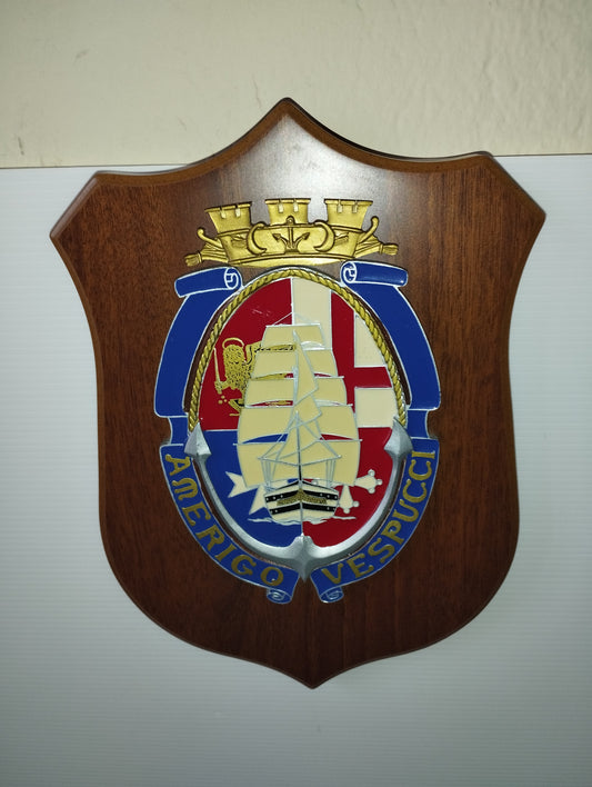 Stemma Amerigo Vespucci In Metallo Smaltato e Legno
