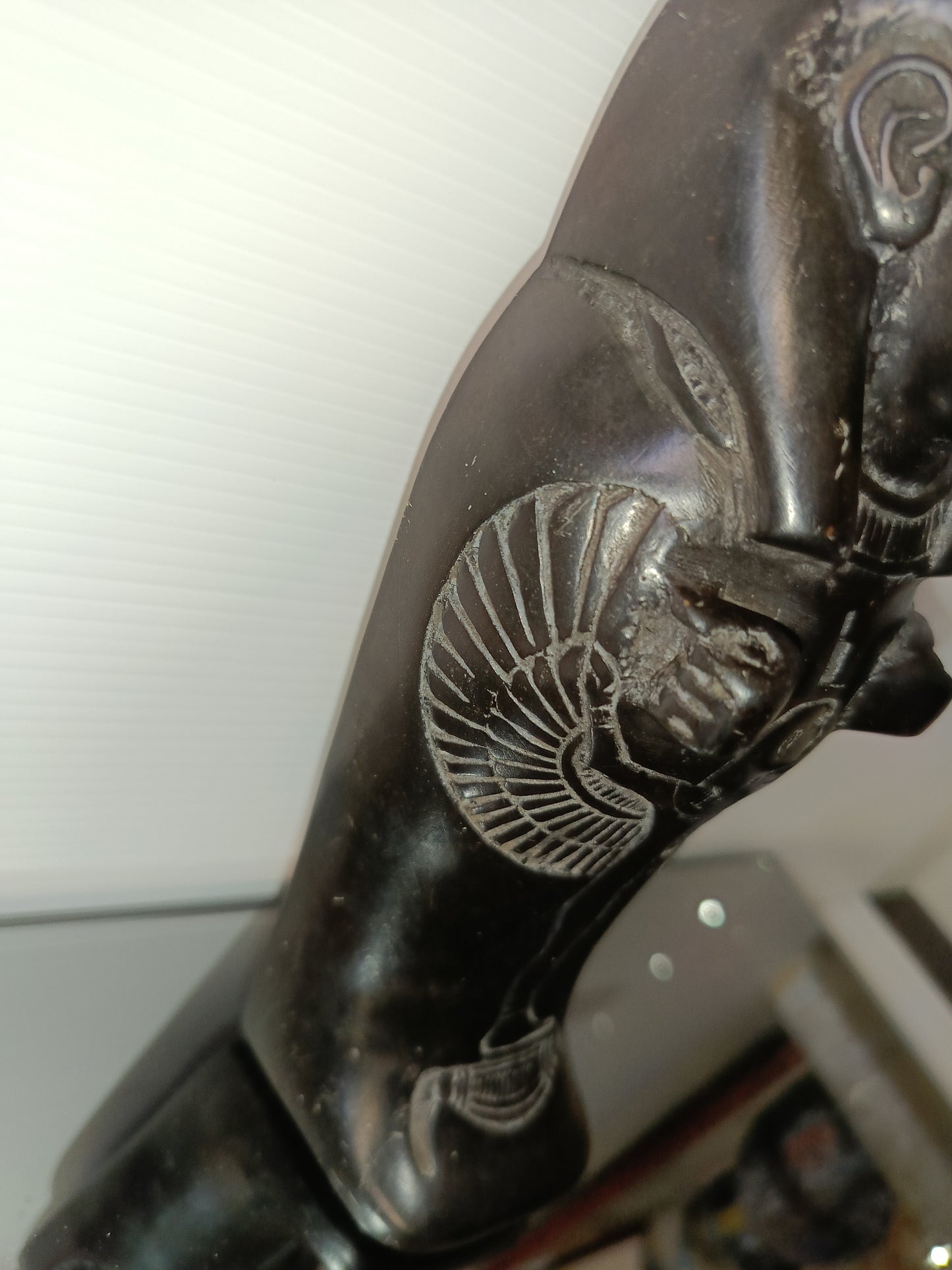 Statuetta Egizia In Pietra Nera Vintage