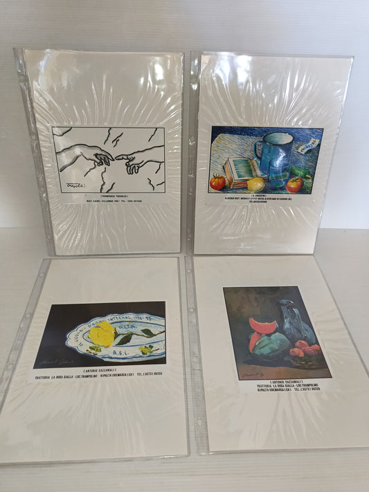 4 Targhe In Plastica Flessibile Su Cartoncino Vintage