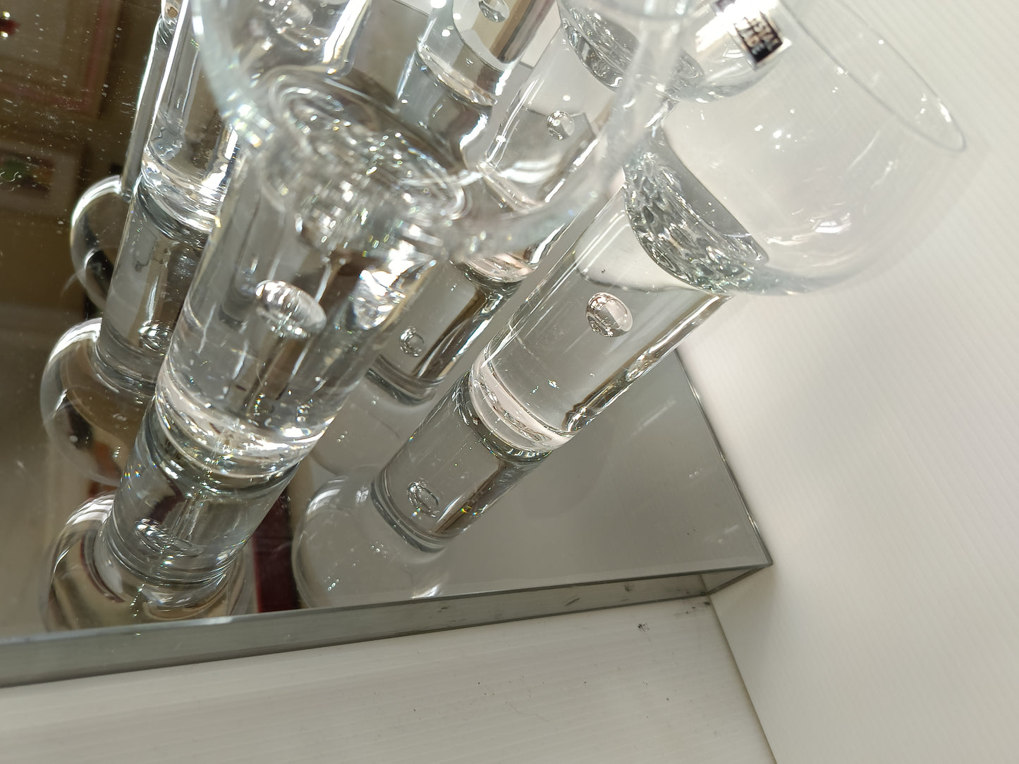 6 Bicchieri In Cristallo Con Bolla Fatti A Mano Vintage