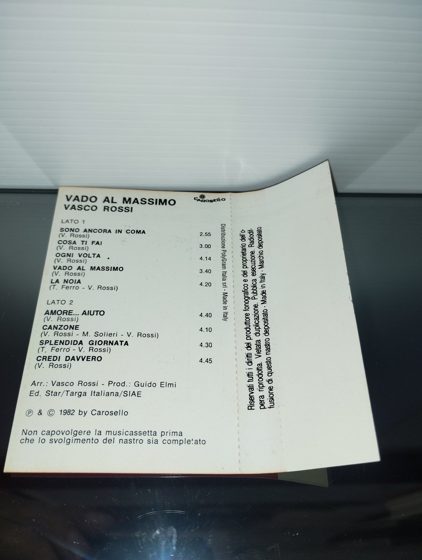 Vado Al Massimo Vasco Rossi Musicassetta
Edita nel 1982 da Carosello cod.300 523-4