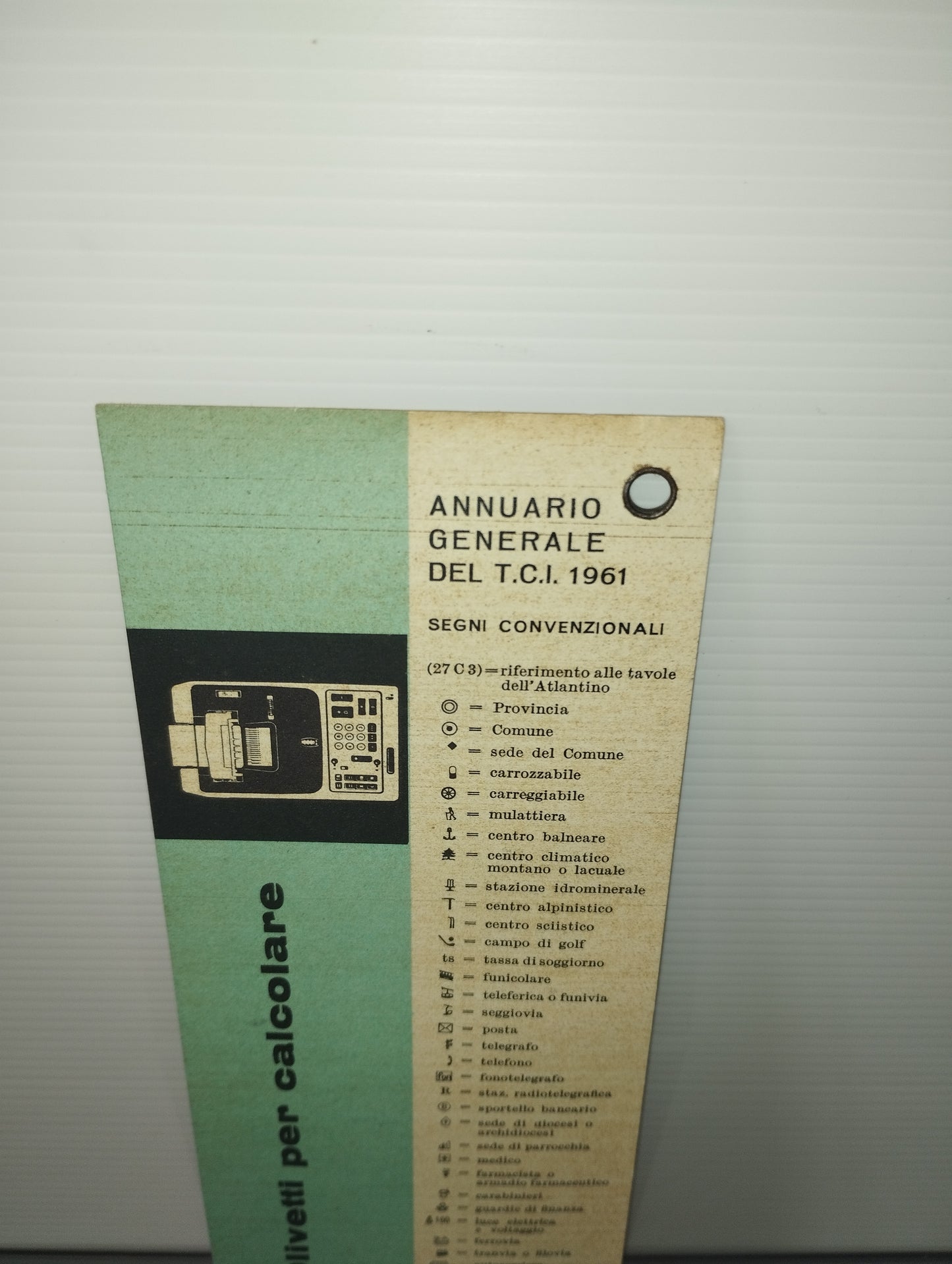 Segnalibro Olivetti T.C.I. 1961