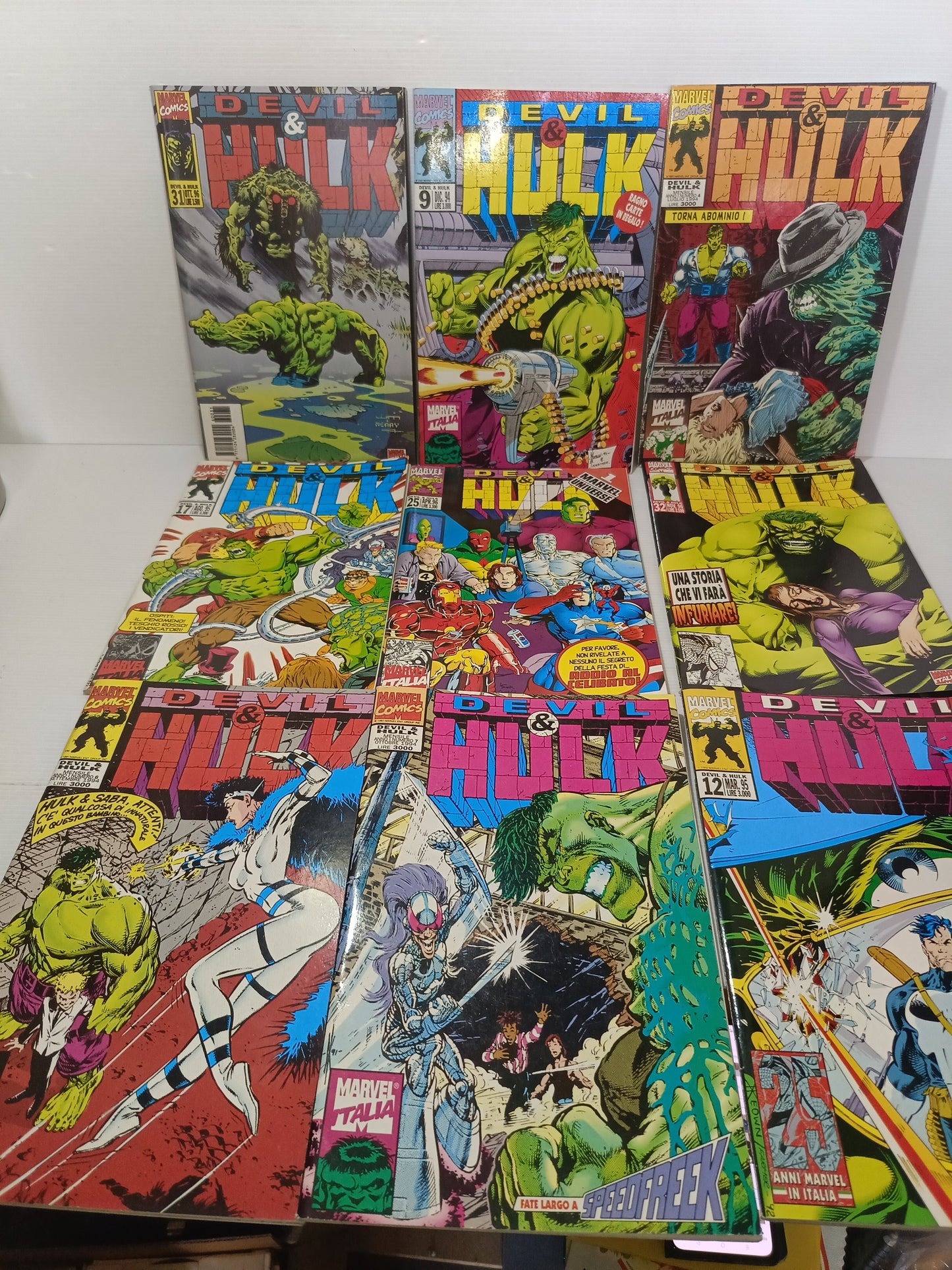Lotto 9 Fumetti Devil & Hulk

Marvel Comics

Anni 90