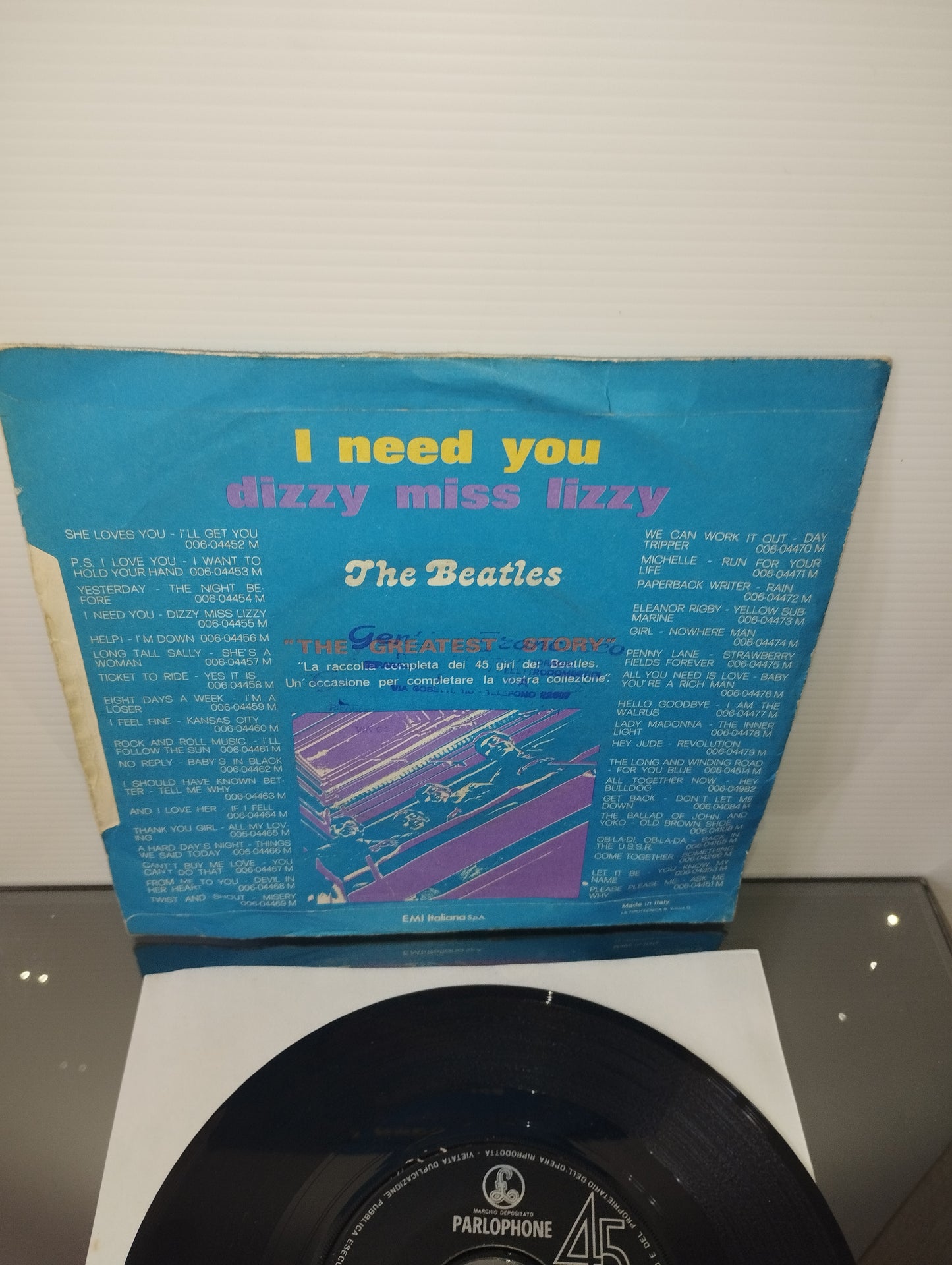 I Need You/Dizzy Miss Lizzy The Beatles 45 Giri Parlophone EMI Cod .3C 006-04455