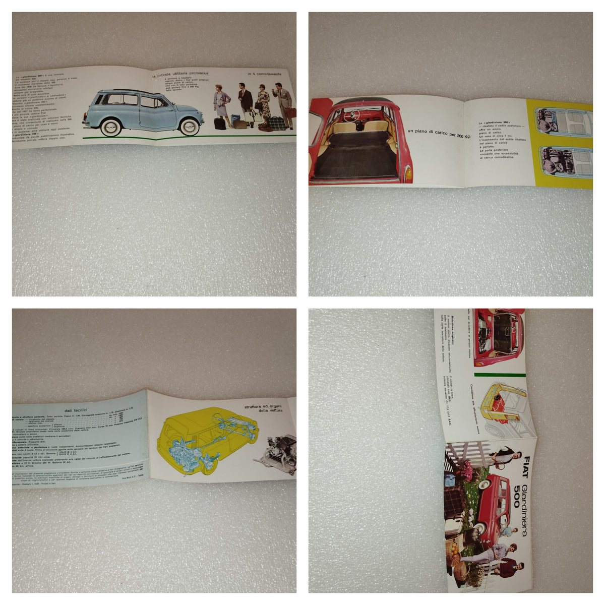 Fiat 500 Giardiniera Depliant Pieghevole Originale.