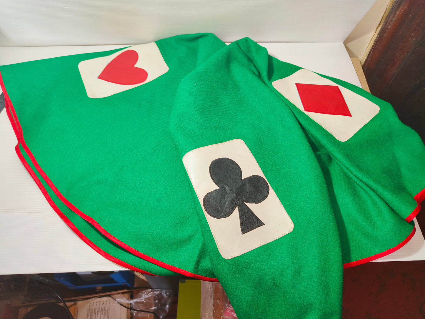 Tappeto da gioco per Poker in panno e pelle vintage