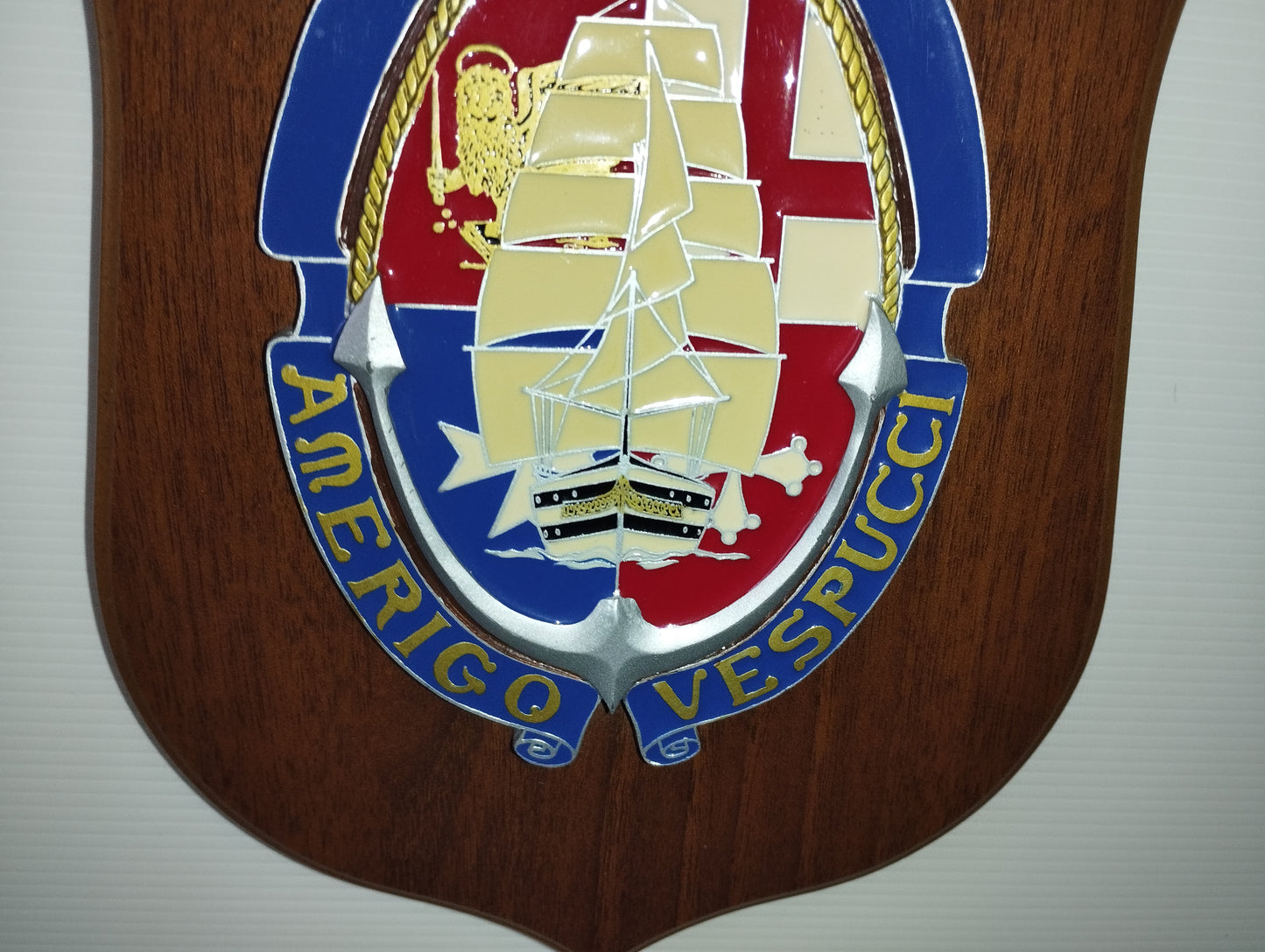 Stemma Amerigo Vespucci In Metallo Smaltato e Legno