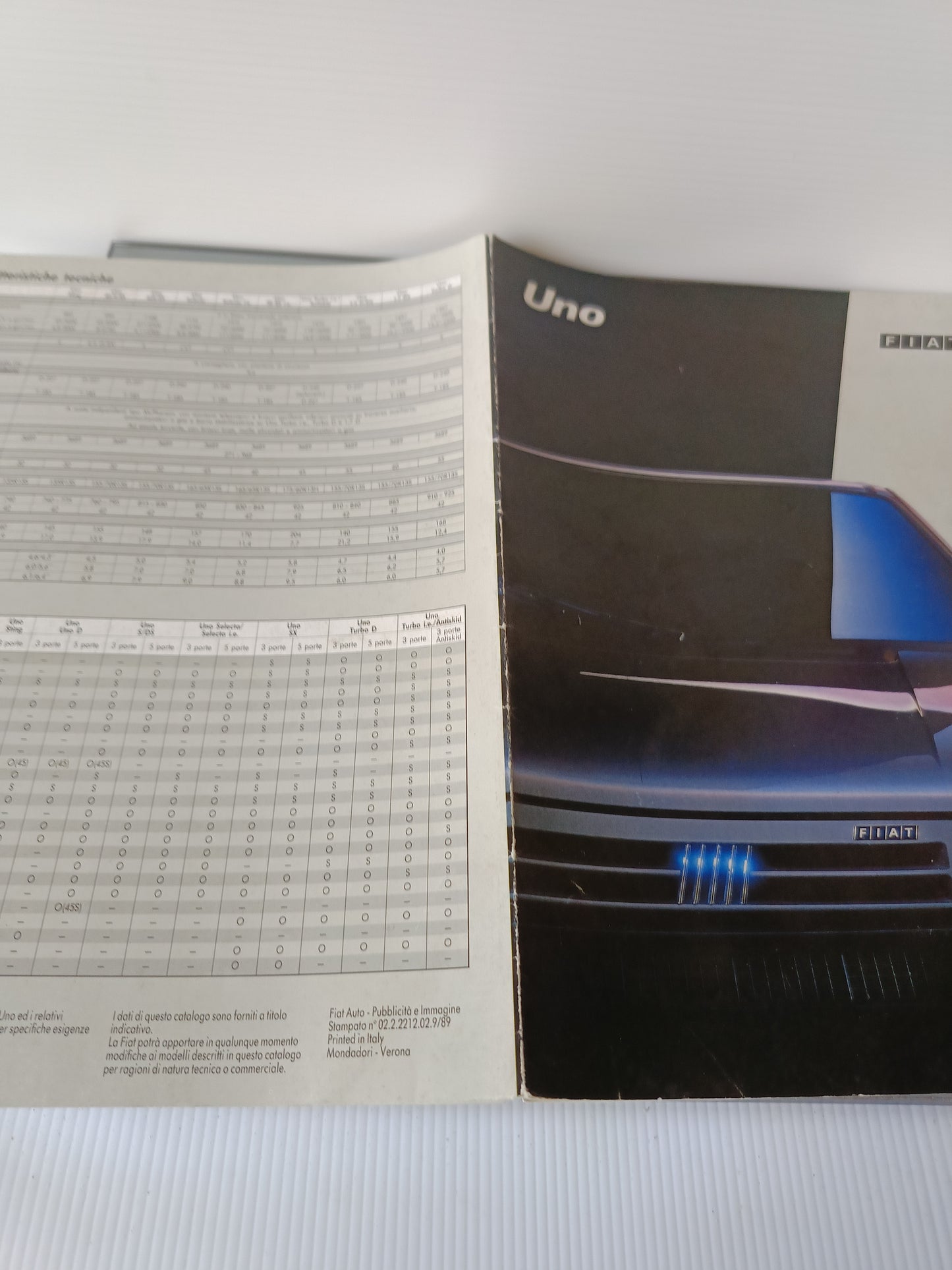 Fiat Uno Depliant pieghevole Pubblicitario Vintage