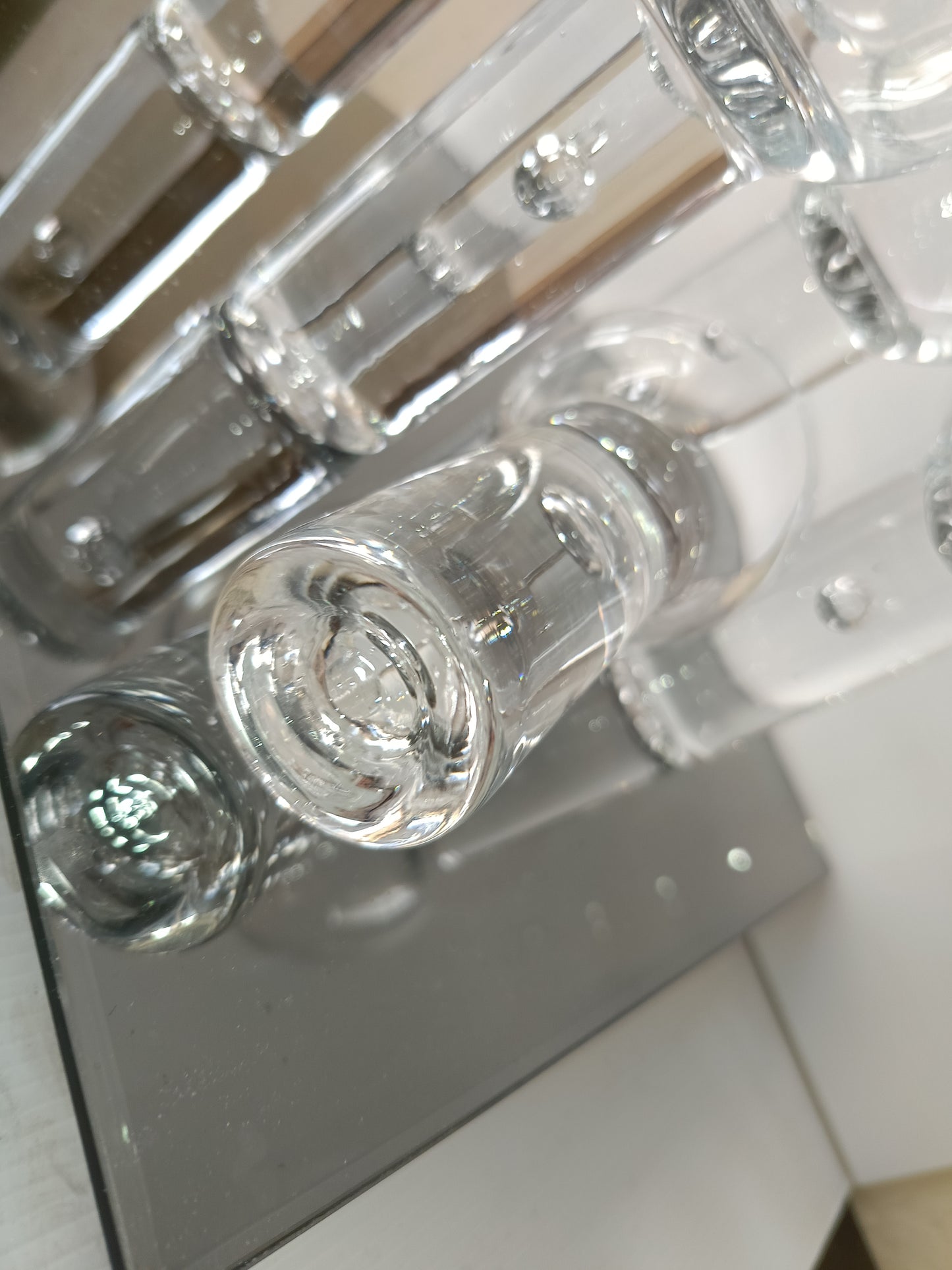 6 Bicchieri In Cristallo Con Bolla Fatti A Mano Vintage