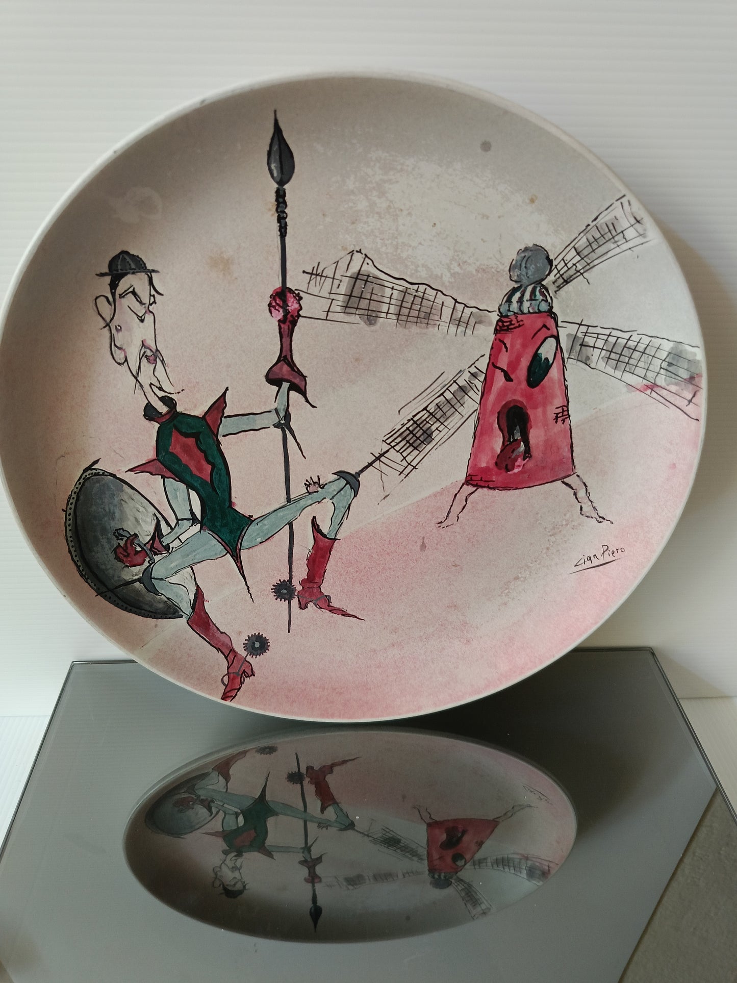 Piatto In Ceramica Dipinto a Mano Don Chisciotte
Vintage