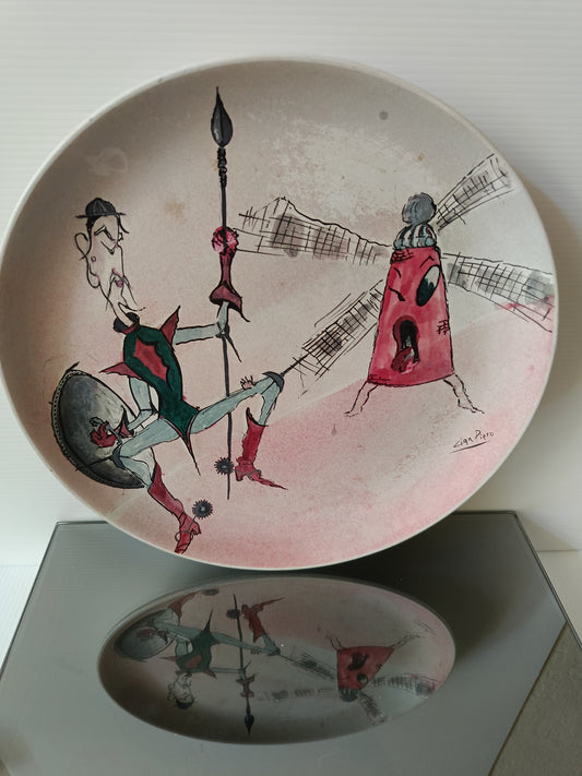 Piatto In Ceramica Dipinto a Mano Don Chisciotte
Vintage