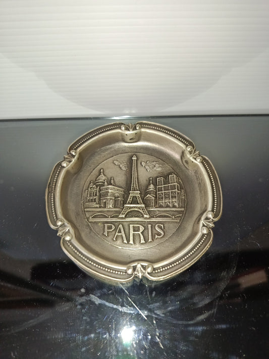 Posacenere Souvenir Paris In Metallo Vintage