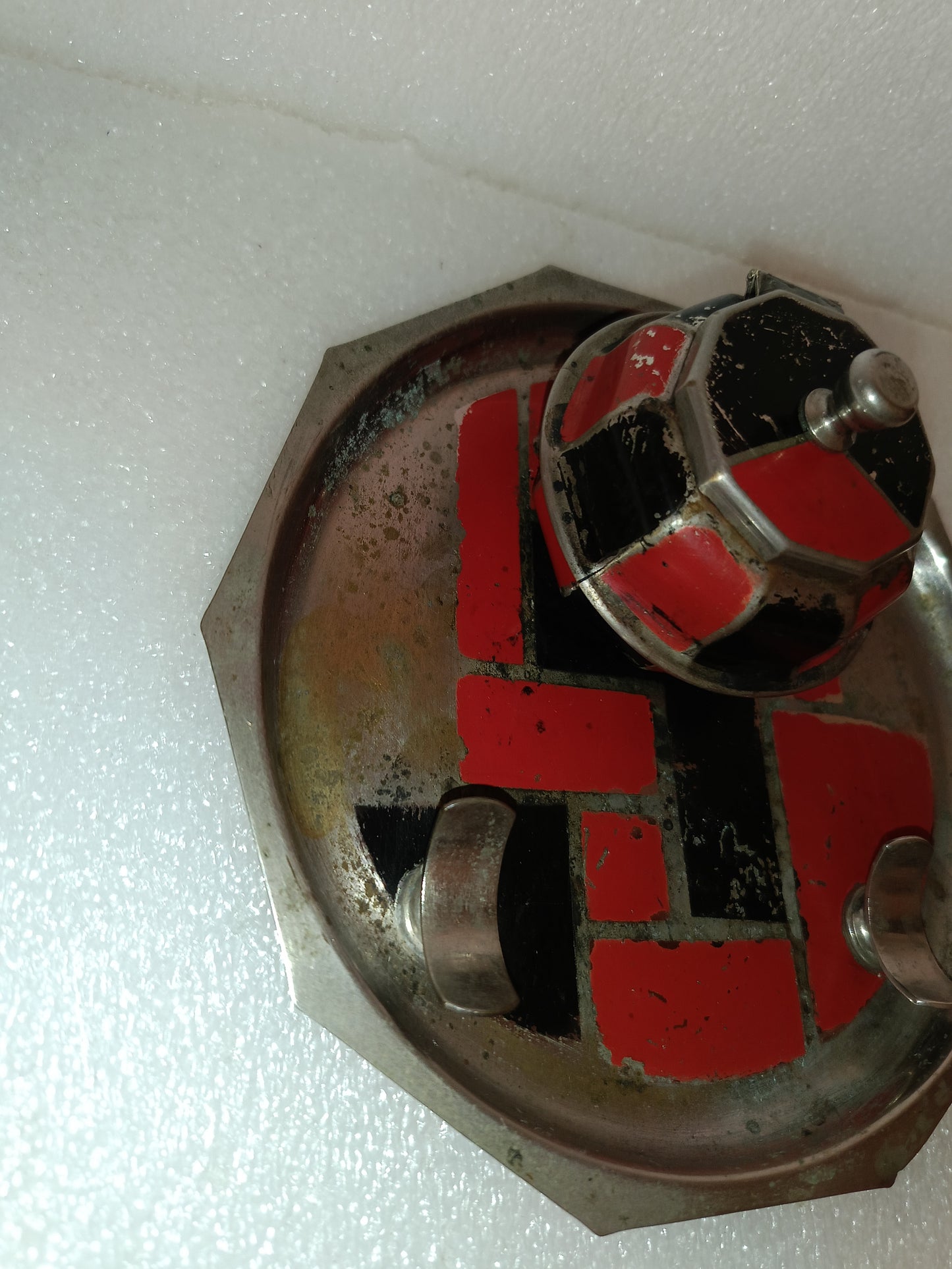 Antico Calamaio In Metallo Da Restaurare