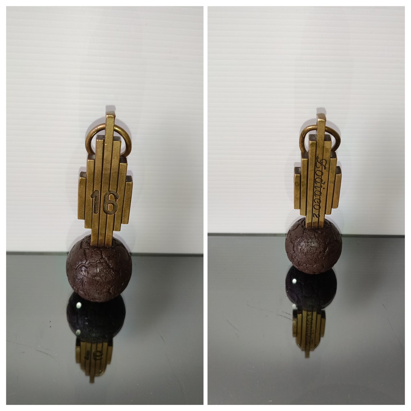 Portachiavi In Ottone Stanza N.16 Zodiaco 2 Vintage
