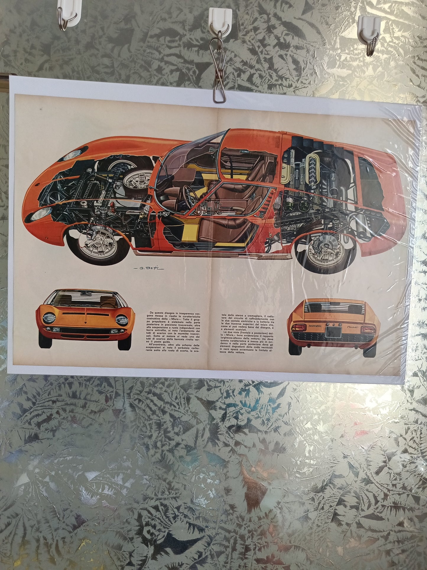 Lamborghini Miura Locandina
Rifilata Da Rivista D'epoca Su Cartoncino