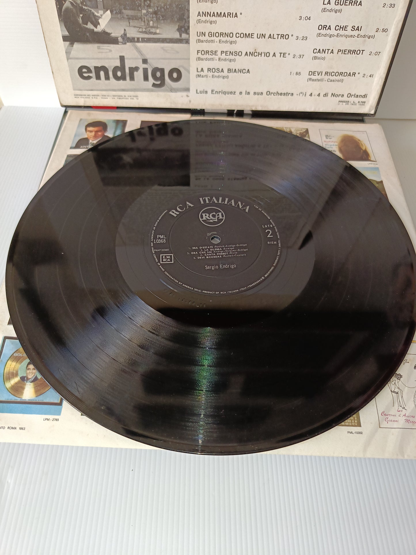 Endrigo Sergio Endrigo LP 33 Giri Edito nel 1963 da RCA Cod .PML 10368