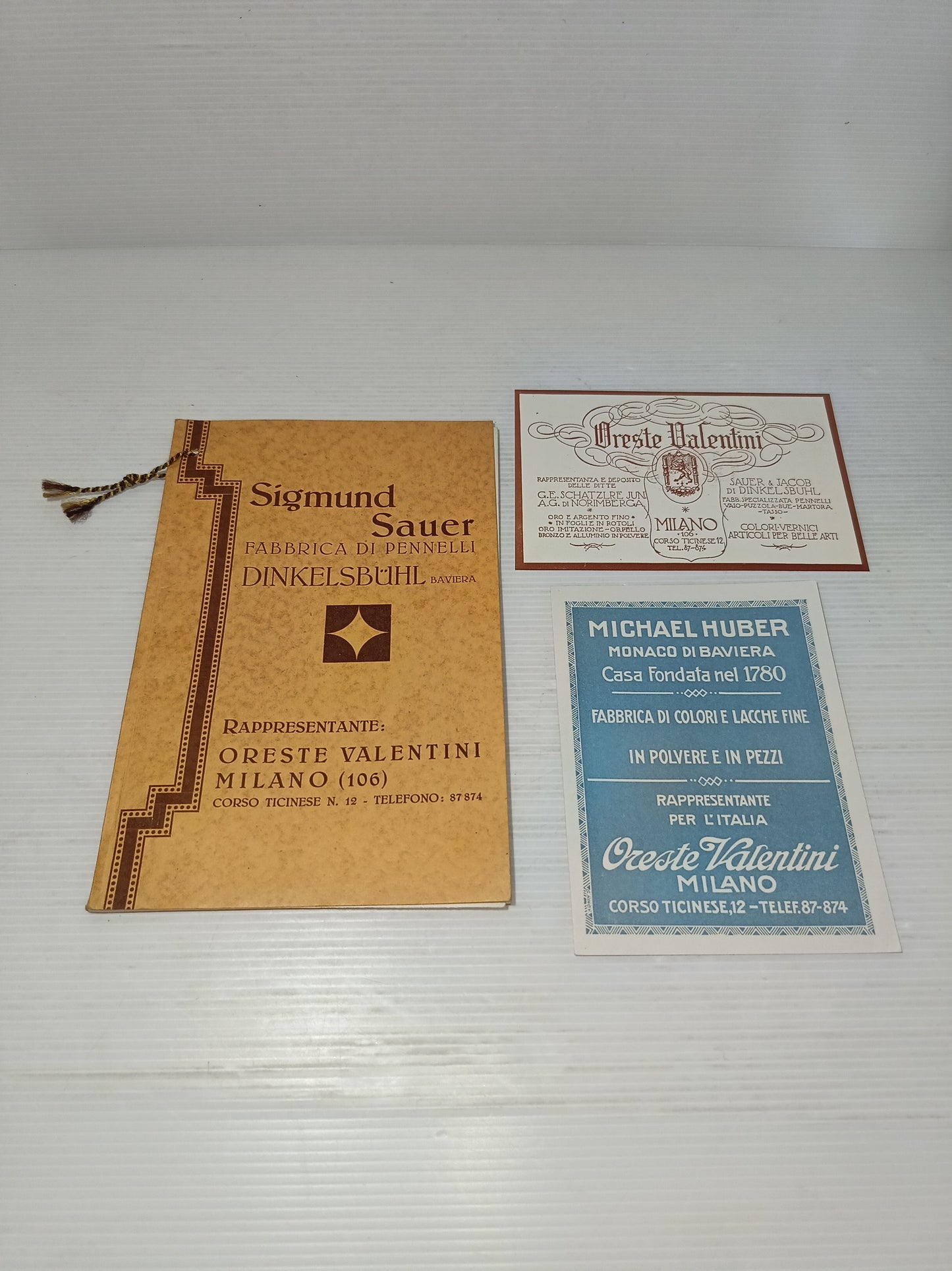 Catalogo Sigmund Sauer Fabbrica Pennelli Dinkelsbuhl Baviera
Rappresentante Oreste Valentini Milano
Anno 1930