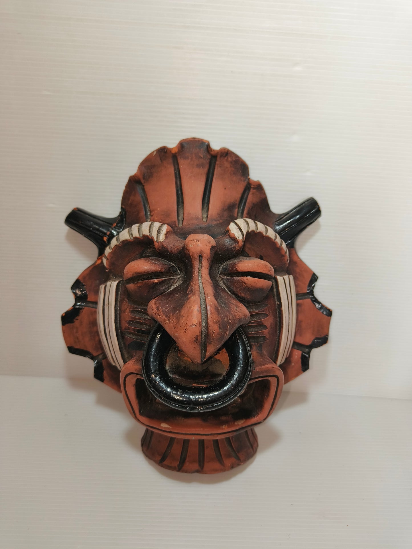 Maschera tribale in argilla America Del Sud Cachoba vintage, LEGGI BENE