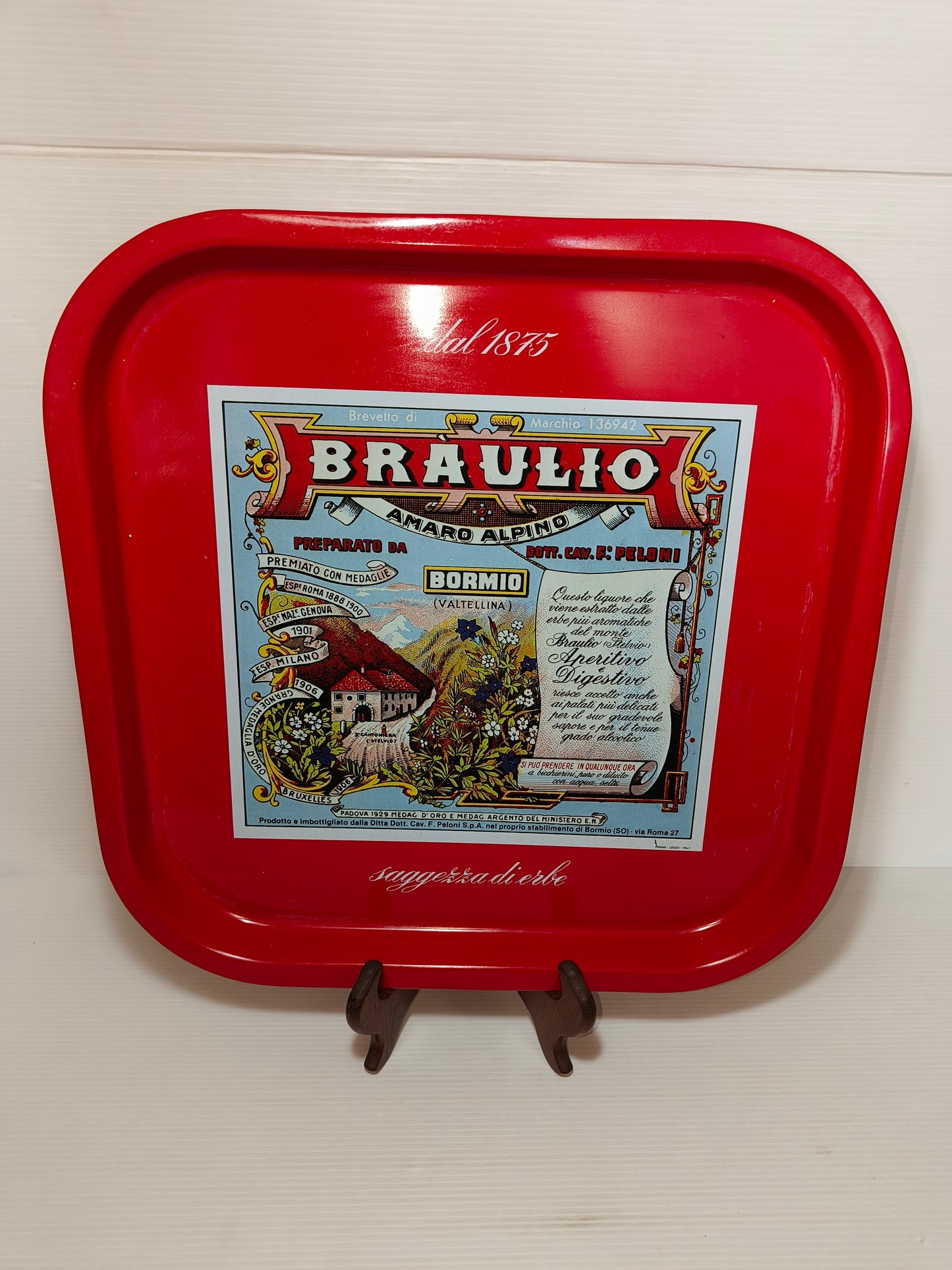 Vassoio vintage pubblicitario Braulio