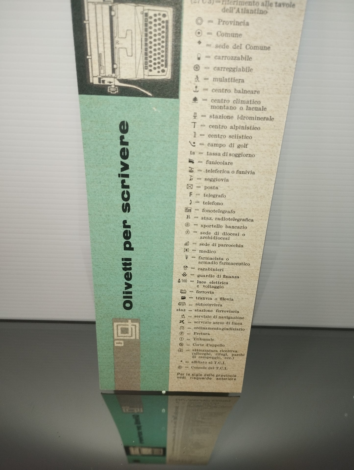 Segnalibro Olivetti T.C.I. 1961