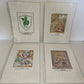 4 Targhe In Plastica Flessibile Su Cartoncino Vintage