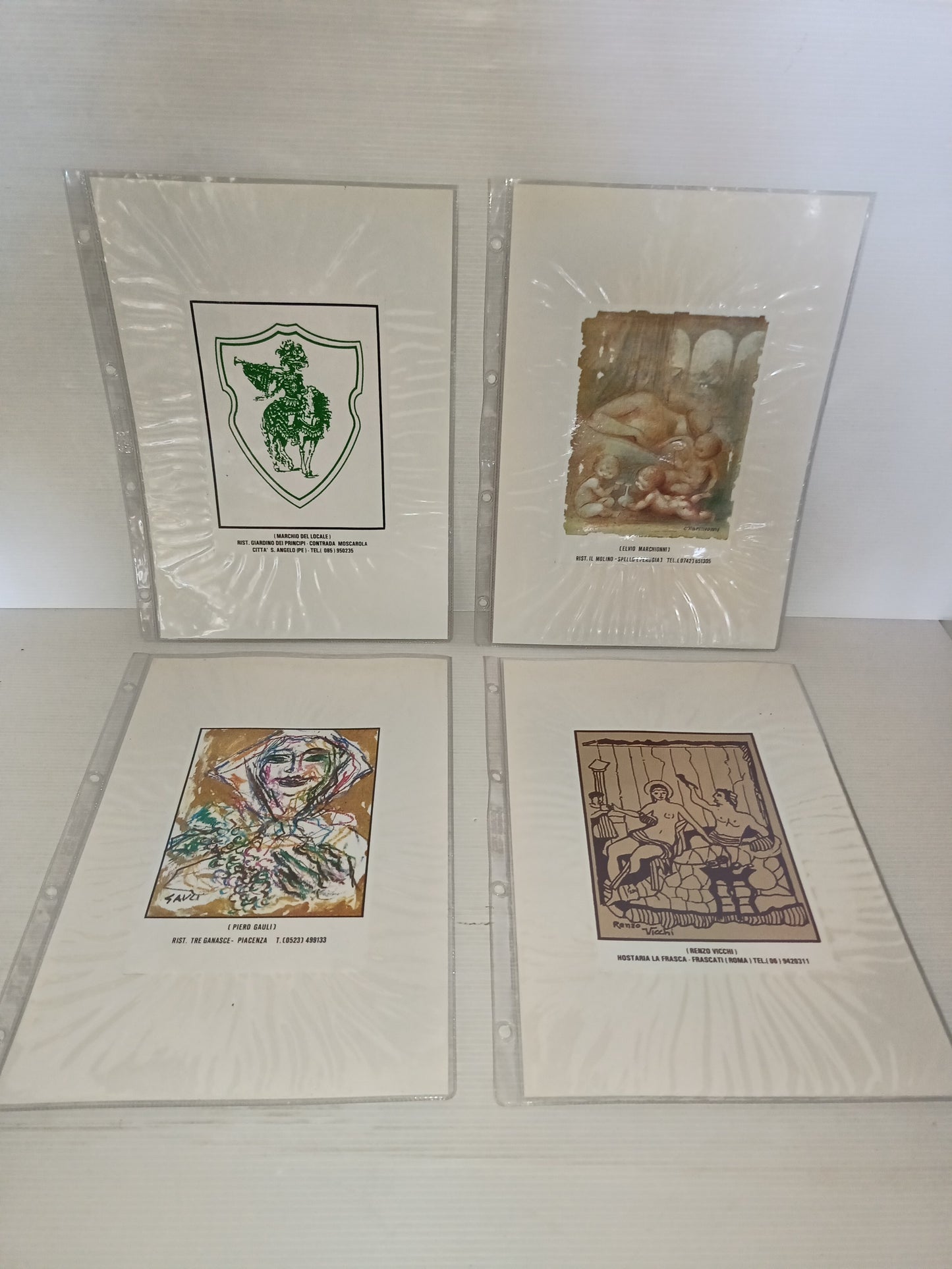 4 Targhe In Plastica Flessibile Su Cartoncino Vintage